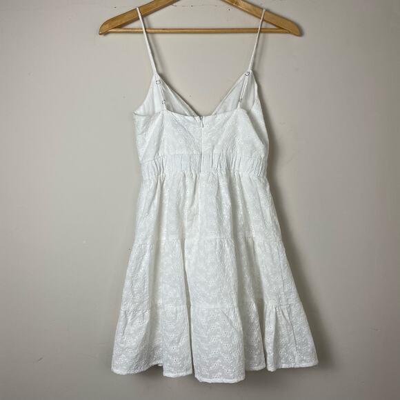 LOST & WANDER Day Trip 100% Organic Cotton White Eyelet Mini Dress Size XS - Picture 7 of 10